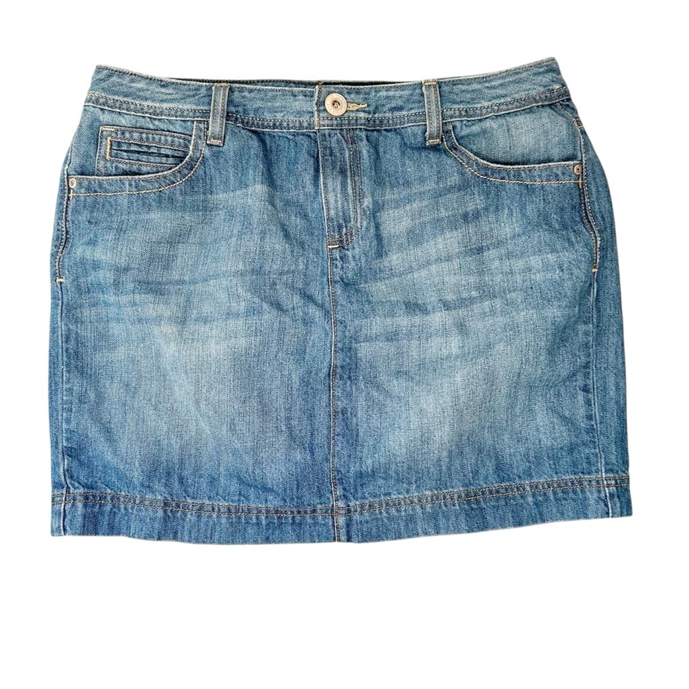 Tommy Hilfiger Blue Denim Skirt Size 12 W/Pockets Cotton Summer Spring